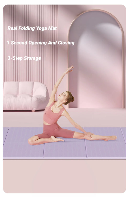 Foldable Yoga Mat Mute  Eco Friendly Folding Travel Fitness Exercise Double Sided Non-Slip For Pilates & Floor Workouts Dance