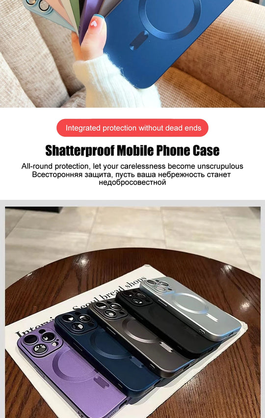 Luxury For Magsafe Matte Phone Cases For iPhone 13 11 12 14 15 Pro Max Magnetic Wireless Charging Case Lens Protector Soft Cover