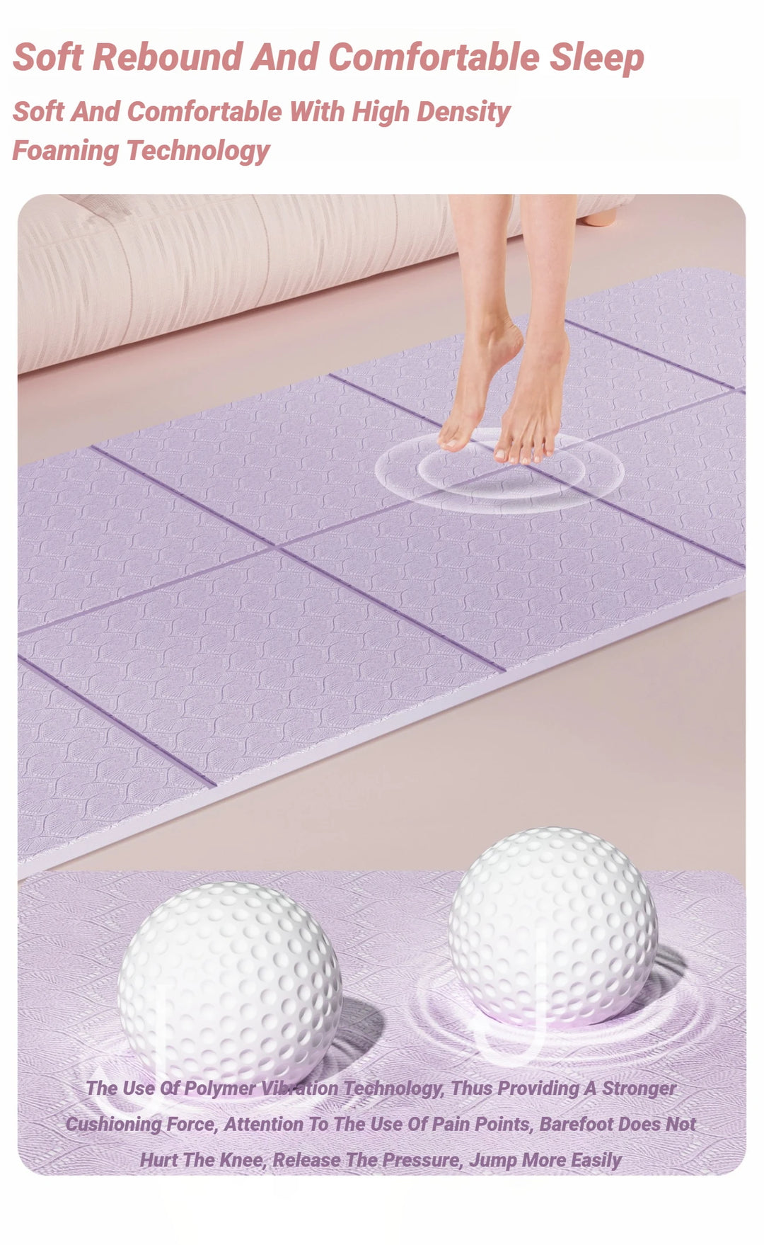 Foldable Yoga Mat Mute  Eco Friendly Folding Travel Fitness Exercise Double Sided Non-Slip For Pilates & Floor Workouts Dance