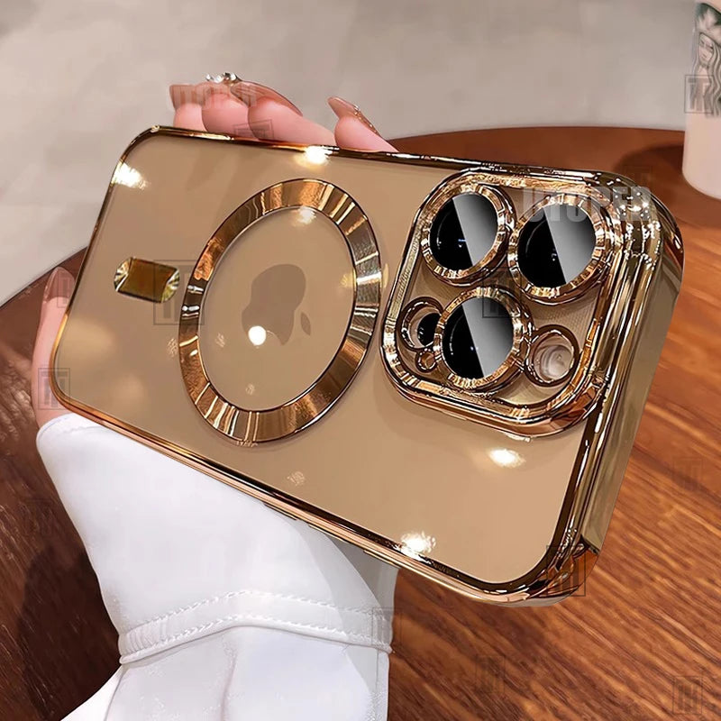 Luxury Gold Magnetic Clear iPhone Case