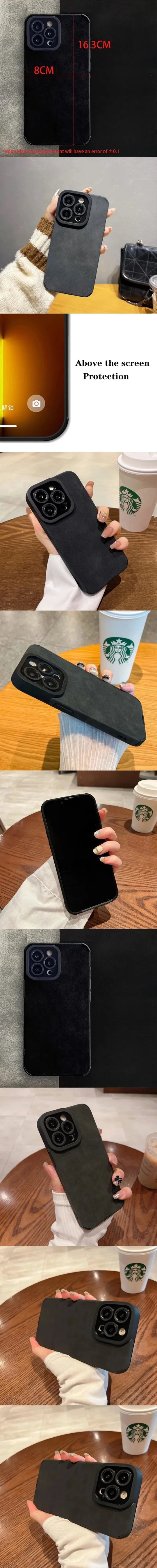 Luxury Matte Cortex Leather Phone Case For iPhone 15 14 13 12 11 Pro Max Plus Camera Protection Shockproof Silicone Soft Cover