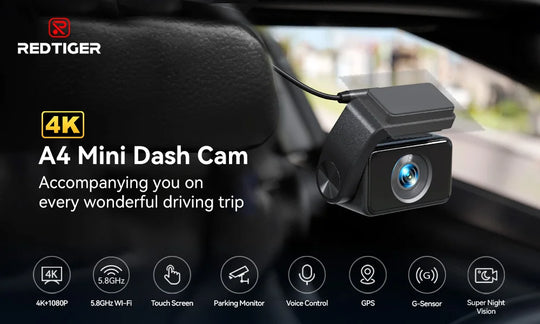 REDTIGER  Dash Camera Front and Rear 4k Dash Cam  Drive Recorder for WiFi GPS Car Dvr for 24H Parking Mode Black Box for Car