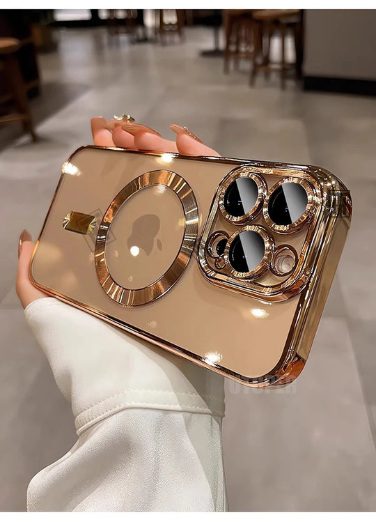 Luxury Gold Magnetic Clear iPhone Case