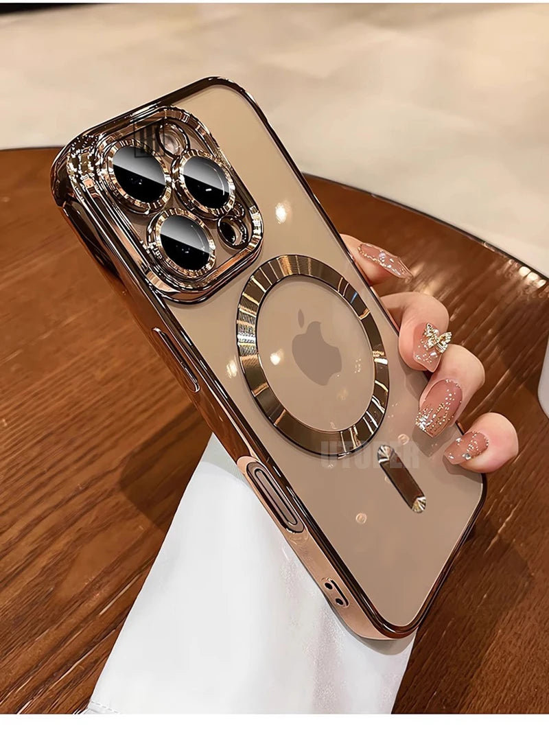 Luxury Gold Magnetic Clear iPhone Case