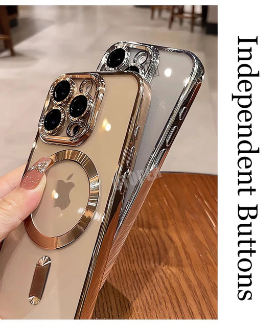 Luxury Gold Magnetic Clear iPhone Case