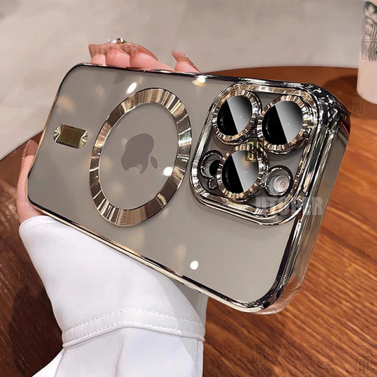 Luxury Gold Magnetic Clear iPhone Case