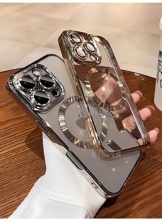Luxury Gold Magnetic Clear iPhone Case