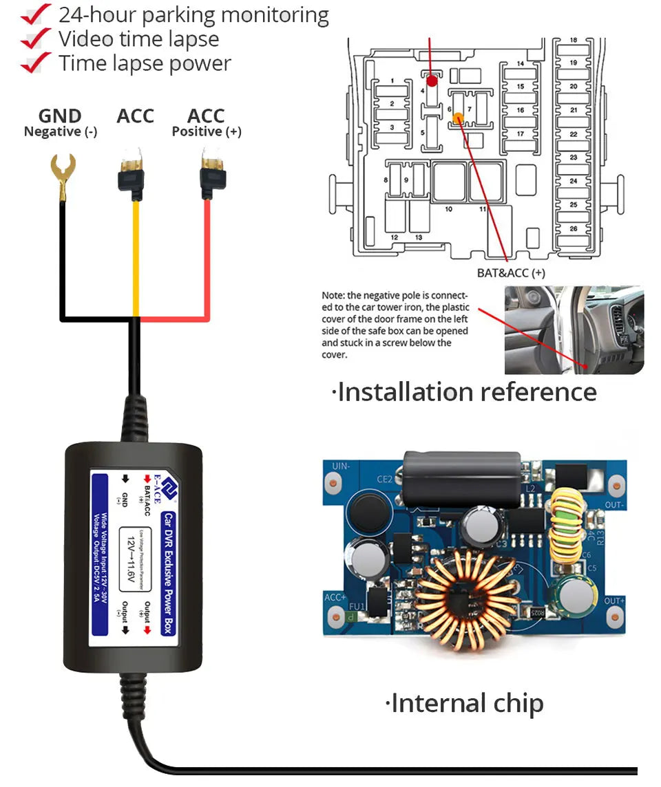 Dash Cam 4K UHD Recording Car Camera DVR Night Vision Video Recorder Built-In Wi-Fi Support GPS 24H Parking
