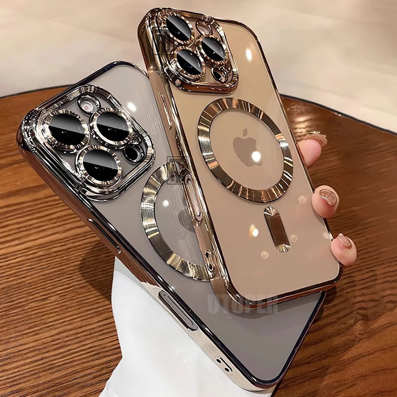 Luxury Gold Magnetic Clear iPhone Case