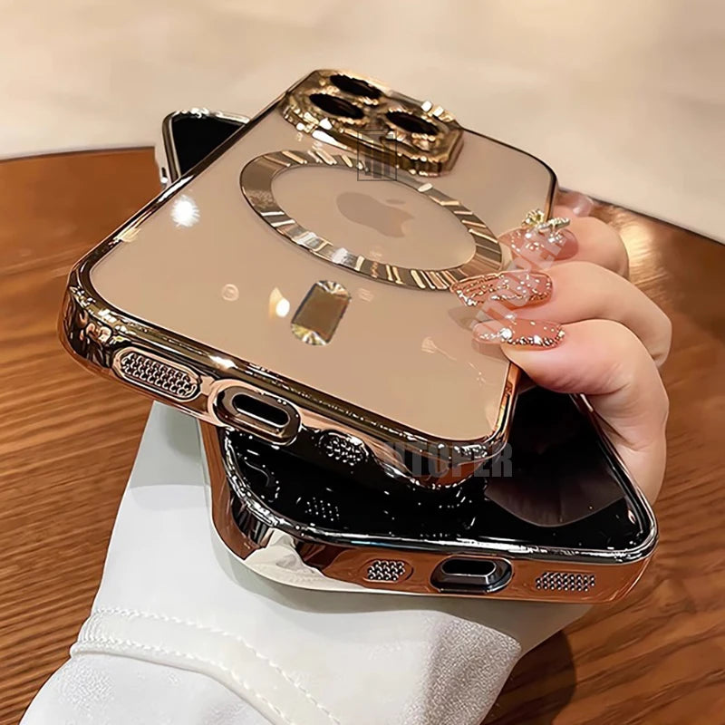 Luxury Gold Magnetic Clear iPhone Case