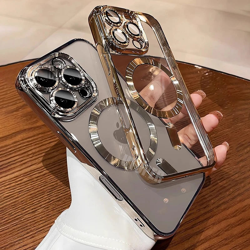 Luxury Gold Magnetic Clear iPhone Case