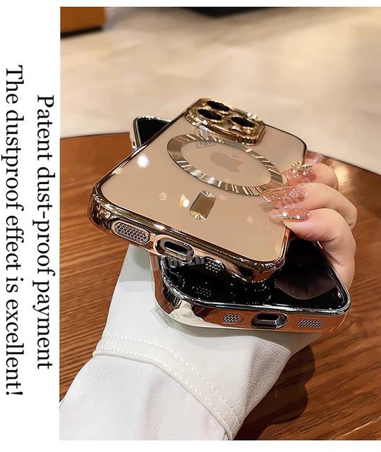 Luxury Gold Magnetic Clear iPhone Case